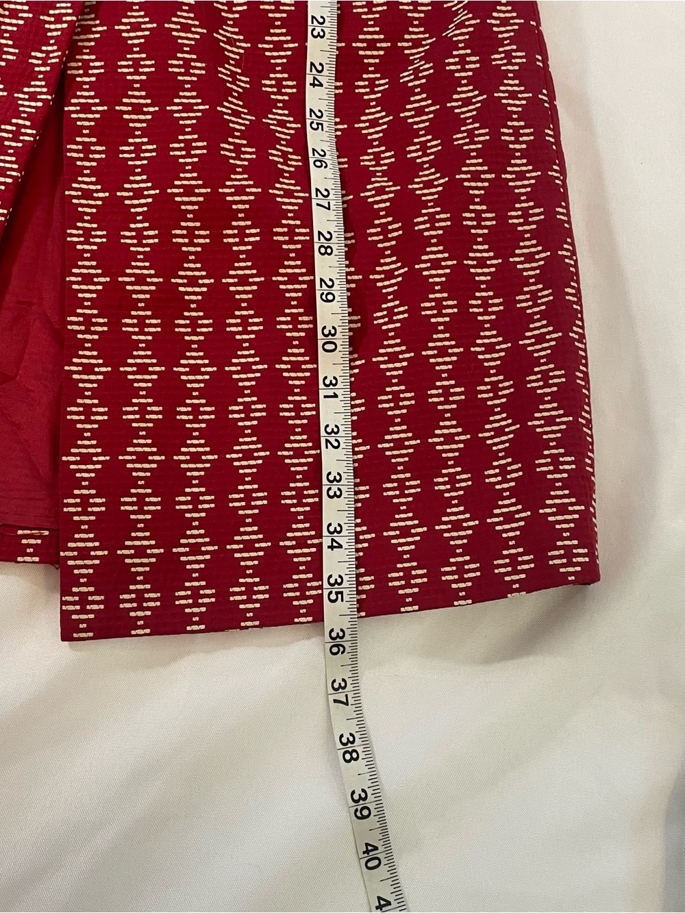 Sigrid Olsen Women’s Red Lined Jacket, Cream Dash Pattern, Buttons/Pockets, Sz 2 - Picture 8 of 13